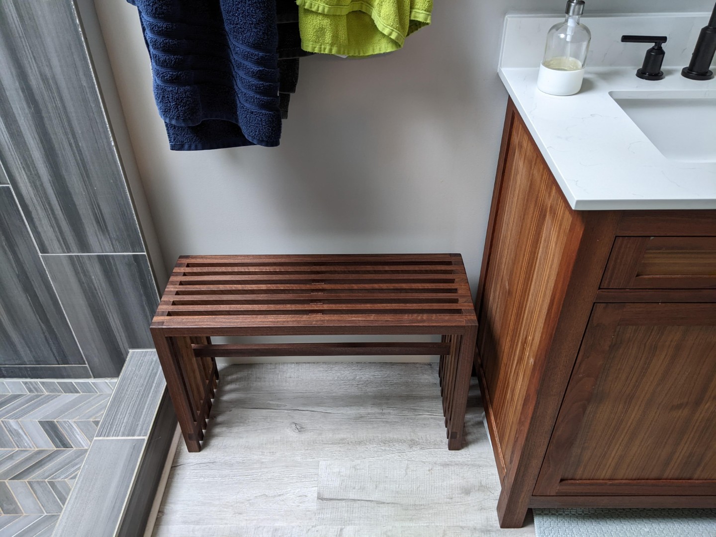 Walnut Vanity and Bench